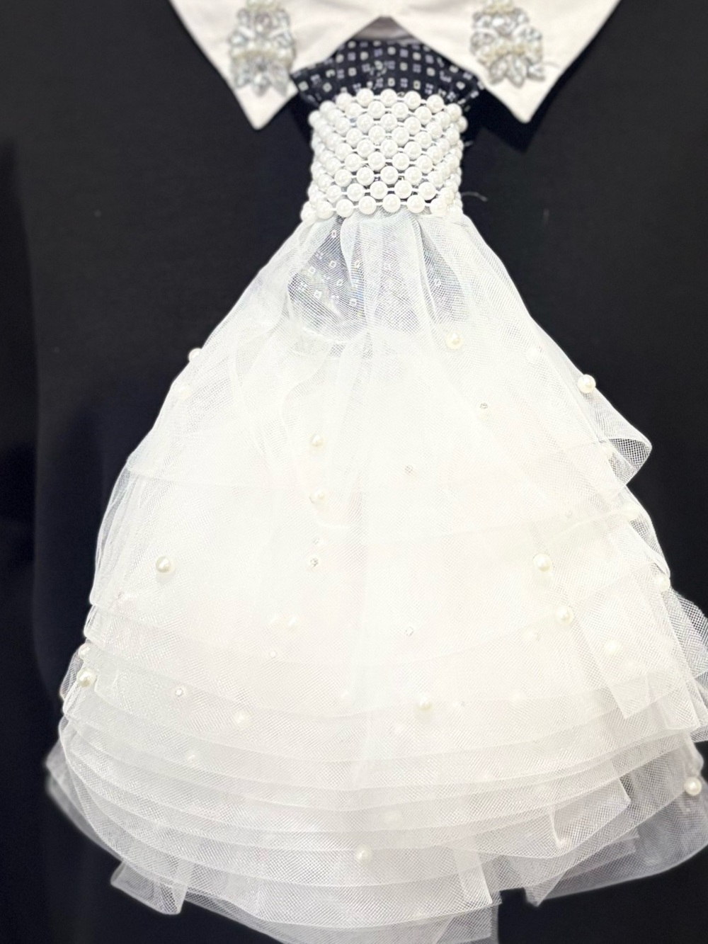 White Pearl Tulle Dress-up Skirt/Tie
